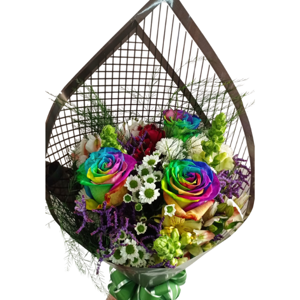 Buqu 3 Rosas Importadas Arco Iris
