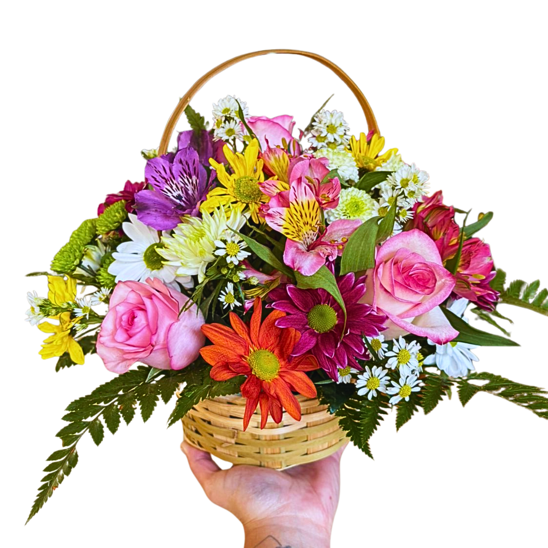 Cesta de Flores do campo colorida