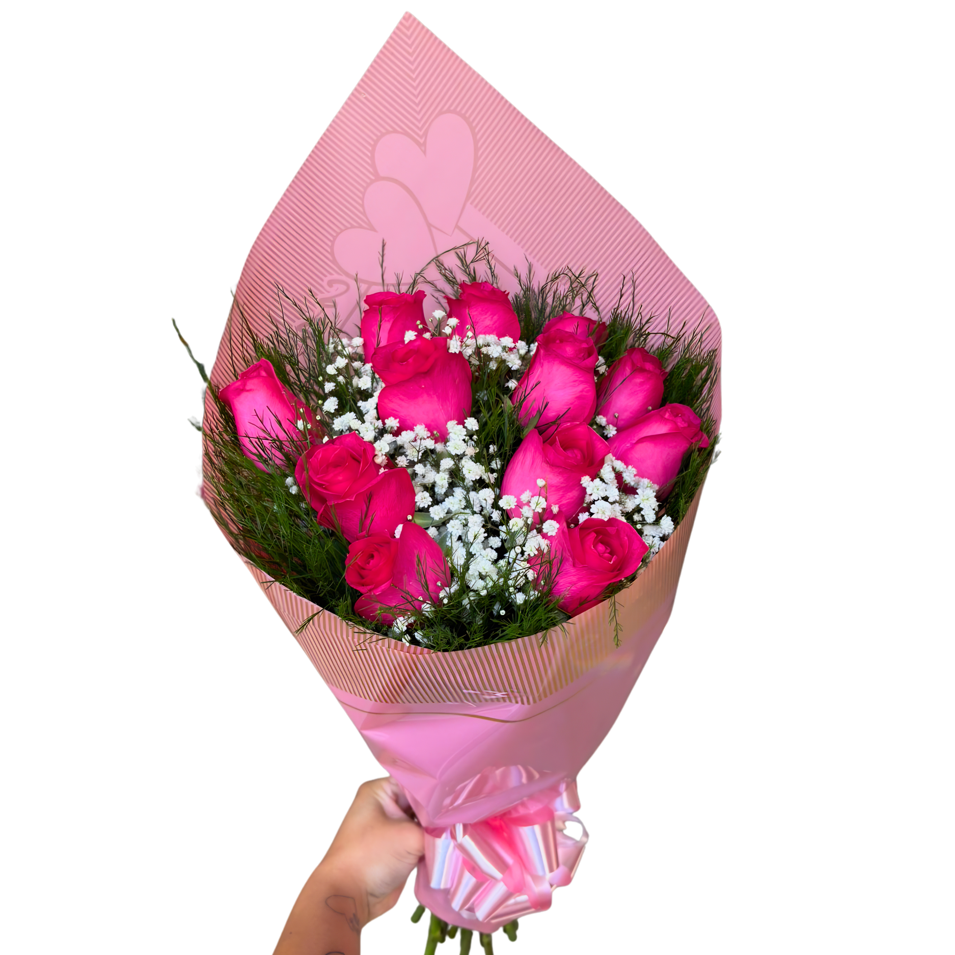 Buqu� 12 rosas cor de rosa - Com Amor